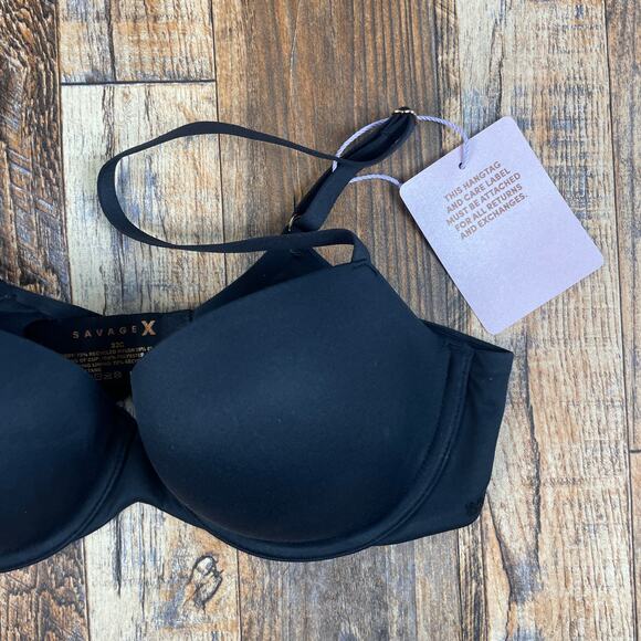 Savage X Fenty by Rihanna Women's 32C Caviar Black Soft N Savage Padded Demi Bra - Picture 4 of 16